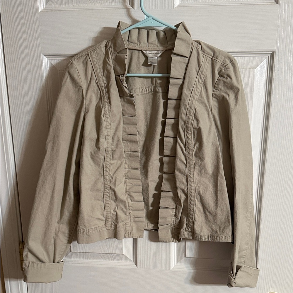 Christopher & Banks Beige Ruffle Blazer